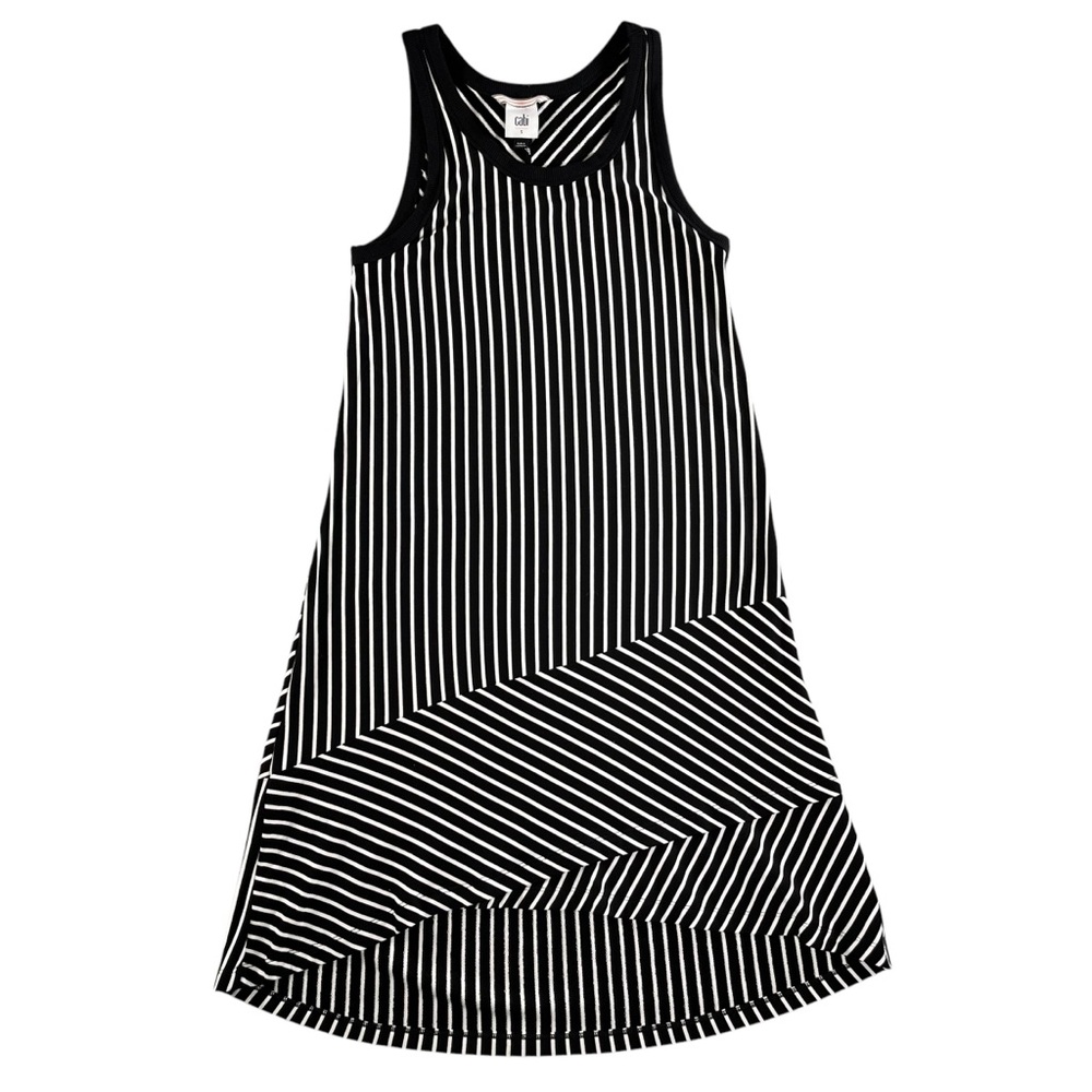 Cabi Women’s ATC Wink Sleeveless Black and White Striped Dress Size Small